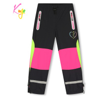 Dívčí šusťákové kalhoty, zateplené - KUGO DK7127, černá / růžová Barva: Černá
