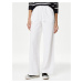 Bílé dámské široké kalhoty s příměsí lnu Marks & Spencer