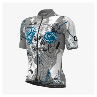 ALÉ Cyklistický dres s krátkým rukávem - SKULL - šedá/světle modrá