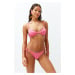 Trendyol Fuchsia V-Cut Textured Brazilian Bikini Bottom