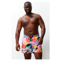 Trendyol Multi Color Plus Size Abstract Pattern Beach Shorts