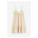H & M - Krepové šaty's volánkovými lemy - béžová
