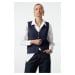 Trendyol Navy Blue Regular Soft Texture Buttoned V Neck Regular Vest