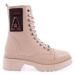 DGN K9062 Women's Lace-Up Emblem Detail Boots.