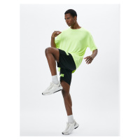 Koton Sports Shorts with Neon Stripe Detailed Waist Tie Pocket.