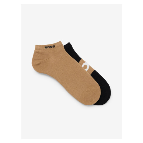Sada dvou párů pánských kotníkových ponožek v černé a béžové barvě BOSS Hugo Boss