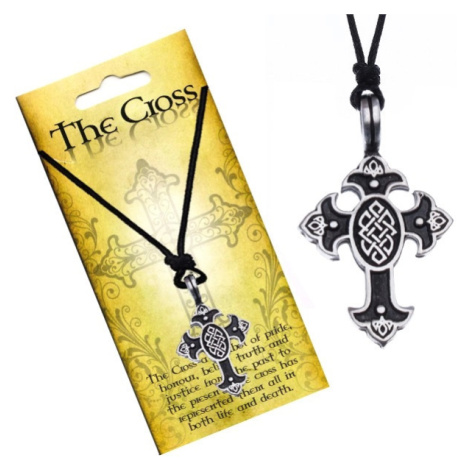 Náhrdelník na šňůrce, přívěsek - kříž s keltským uzlem Šperky eshop