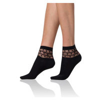 Bellinda TRENDY COTTON SOCKS - Women's Socks with Decorative Hem - Black