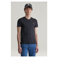 TRIČKO GANT SLIM SHIELD V-NECK T-SHIRT BLACK