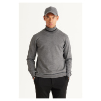 ALTINYILDIZ CLASSICS Men's Anthracite Standard Fit Normal Cut Full Turtleneck Knitwear Sweater.
