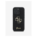 Guess PU Fixed Glitter 4G Metal Logo Zadní Kryt pro iPhone 16 Pro Black