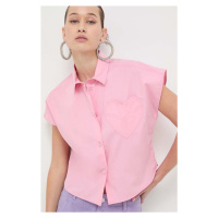 Košile Moschino Jeans růžová barva, relaxed, s klasickým límcem