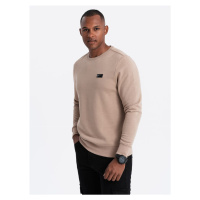 Men's non-stretch sweatshirt with metal pin - beige V1 OM-SSNZ-0136