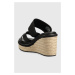 Pantofle Calvin Klein WEDGE 50HH - HE dámské, černá barva, na klínku, HW0HW01498