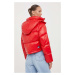 Péřová bunda Tommy Jeans dámská, červená barva, zimní, DW0DW16572
