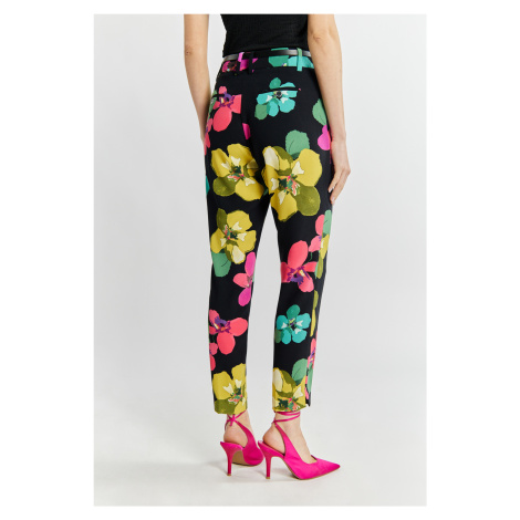 Monnari Elegantní kalhoty Dámské květinové kalhoty Multicolor