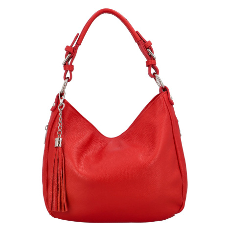 Luxusní dámská kožená kabelka přes rameno Euda, červená Delami Vera Pelle