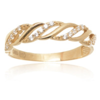 Dámský prsten ze žlutého zlata se zirkony PR0536F + DÁREK ZDARMA