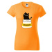DOBRÝ TRIKO Dámské tričko s potiskem s kočkou ANTIDEPRESIVA Barva: Tangerine orange