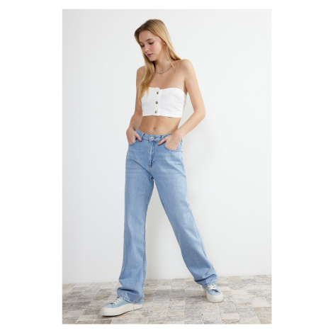 Trendyol Blue Low Waist Wide Leg Jeans