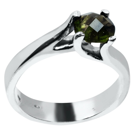 Jedinečný stříbrný prsten s Vltavínem Planet Shop