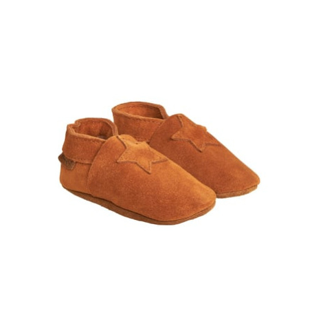 FIXONI Elastické semišové pantofle Leather Brown EN FANT