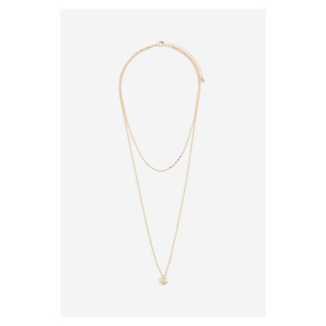 H & M - Dvouřadý náhrdelník - zlatá H&M