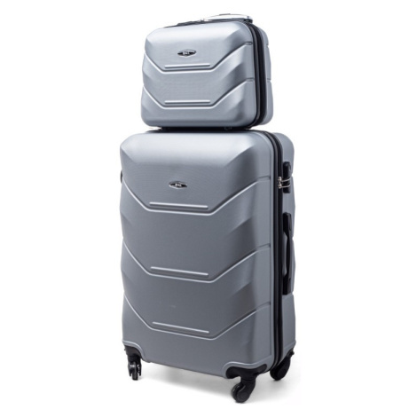Rogal Stříbrná sada 2 luxusních plastových kufrů "Luxury" - M (35l), L (65l)