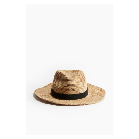 H & M - Skládací slaměný klobouk fedora - béžová H&M