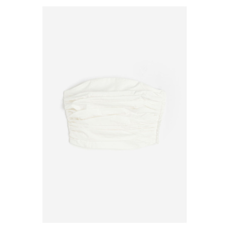 H & M - Řasený top bandeau - bílá H&M