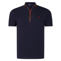 T8571 DEWBERRY ZIPPERED MEN'S T-SHIRT-PLAIN NAVY BLUE