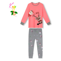 Dívčí pyžamo KUGO MP3826, sytě růžová / šedé kalhoty Barva: Růžová