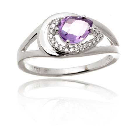 Stříbrný prsten s přírodním amethystem STRP0463F + dárek zdarma Ego Fashion