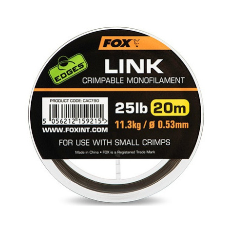 Fox návazcový vlasec edges link trans khaki mono 20 m - 0,53 mm 25 lb