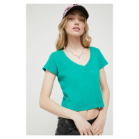 Bavlněné tričko Hollister Co. zelená barva