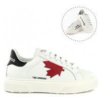 Tenisky dsquared the canadian leather sneakers low lace up bílá