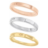 Calvin Klein Slušivý tricolor prsten 3 v 1 Soft Squares 35000458 52 mm