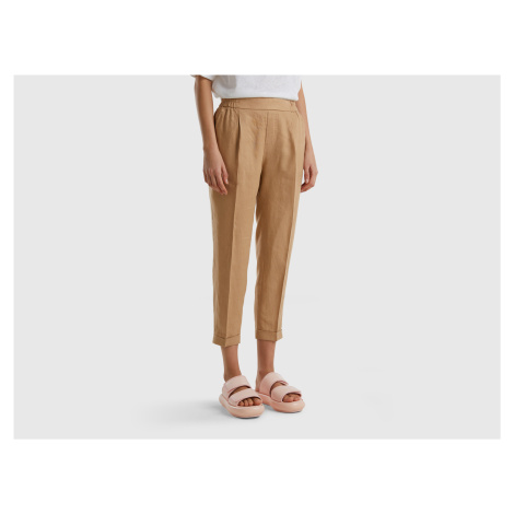 Benetton, Cropped Trousers In 100% Linen United Colors of Benetton
