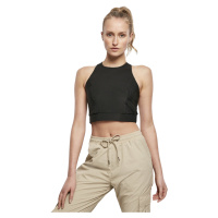 Lesklý žebrovaný crop top