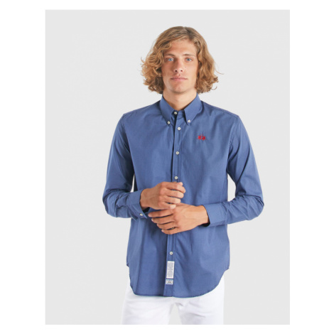Košile La Martina Man Shirt L/S Popeline Printed - Modrá