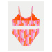 Oranžovo-růžové holčičí dvoudílné plavky se srdíčkovým potiskem Marks & Spencer