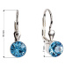 Stříbrné visací náušnice s krystaly Swarovski modré kulaté 31112.3 Aqua