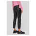 Kožené kalhoty Karl Lagerfeld dámské, černá barva, jednoduché, high waist
