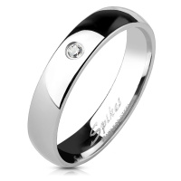 Ocelový prsten - čirý zirkon 4 mm