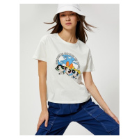 Koton The Powerpuff Girls T-Shirts with a Printed Licensed Short Sleeve Crew Neck
