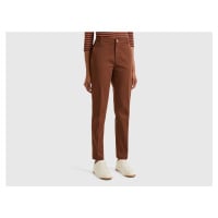 Benetton, Dark Brown Slim Fit Cotton Chinos