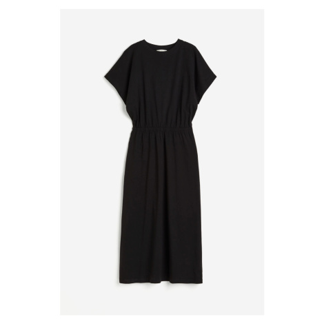 H & M - Žerzejové šaty's žabkováním v pase - černá H&M