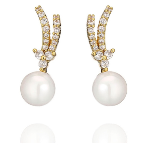 Éternelle Náušnice s perlou a zirkony Nina Gold E1450-EP5671B Zlatá Bílá