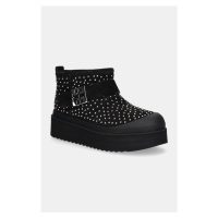 Semišové sněhule Tory Burch Mellow Shearling Stud Platform Boot černá barva, 165420-006