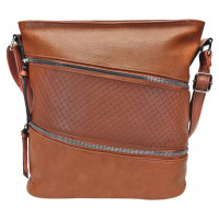 Středně hnědá crossbody kabelka s šikmými kapsami